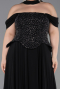 Bekleidung in Großen Größen Lang Chiffon Schwarz ABU6247