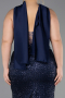 Abendkleid in Übergröße Lang Perlenbesetzt Marineblau ABU6258