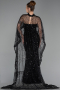 Abendkleid Lang Perlenbesetzt Schwarz ABU6220