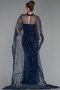 Abendkleid Lang Perlenbesetzt Marineblau ABU6220