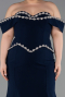 Abendkleid in Übergröße Lang Marineblau ABU6199