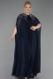 Abendkleid in Übergröße Lang Chiffon Marineblau ABU5845