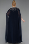 Abendkleid in Übergröße Lang Chiffon Marineblau ABU5845
