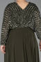 Khaki Kleider İn Großen Größen Chiffon Lang ABU5859