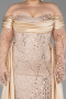 Gold Abendkleid İn Übergröße Perlenbesetzt Lang ABU6093