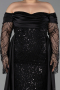 Abendkleid in Übergröße Lang Perlenbesetzt Schwarz ABU6093
