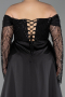 Abendkleid in Übergröße Lang Perlenbesetzt Schwarz ABU6093