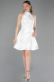 Partykleid Kurz Satin Weiß ABK2654