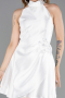 Partykleid Kurz Satin Weiß ABK2654