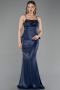Abendkleid Lang Satin Marineblau ABU6275