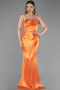 Abendkleid Lang Satin Orange ABU6275