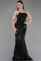 Abendkleid Lang Satin Schwarz ABU6275