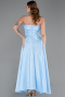 Abendkleid Midi Satin Eisblau ABK2657