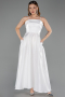 Abendkleid Midi Satin Weiß ABK2657