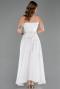 Abendkleid Midi Satin Weiß ABK2657