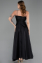 Abendkleid Midi Satin Schwarz ABK2657