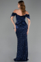 Abendkleid Lang Schuppig Marineblau ABU6254