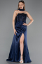 Abendkleid Lang Satin Marineblau ABU6276