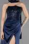 Abendkleid Lang Satin Marineblau ABU6276