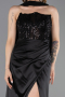 Abendkleid Lang Satin Schwarz ABU6276