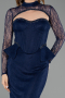 Abendkleid Lang Spitze Marineblau ABU6278
