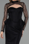 Abendkleid Lang Spitze Schwarz ABU6278