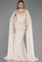 Abendkleid im Meerjungfrau-Stil Lang Beige ABU6255