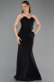 Abendkleid im Meerjungfrau-Stil Lang Schwarz ABU6255