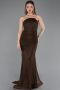 Abendkleid im Meerjungfrau-Stil Lang Spitze Braun ABU6256