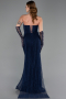 Abendkleid im Meerjungfrau-Stil Lang Spitze Marineblau ABU6256