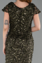 Abendkleid in Übergröße Lang Schuppig Khaki ABU6282
