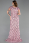 Abendkleid in Übergröße Lang Schuppig Puder ABU6282