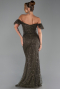Abendkleid Lang Perlenbesetzt Dunkles Khaki ABU5547