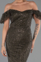 Abendkleid Lang Perlenbesetzt Dunkles Khaki ABU5547
