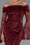 Abendkleid im Meerjungfrau-Stil Lang Schuppig Weinrot ABU5623