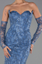 Abendkleid Lang Guipure Spitze Indigo ABU6159