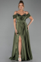 Abendkleid Lang Satin Khaki ABU6297
