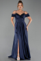 Abendkleid Lang Satin Marineblau ABU6297