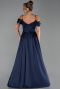 Abendkleid Lang Satin Marineblau ABU6297