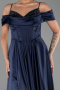 Abendkleid Lang Satin Marineblau ABU6297