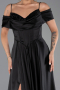 Abendkleid Lang Satin Schwarz ABU6297