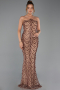 Abendkleid Lang Schuppig Kupfer ABU6298
