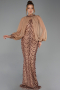 Abendkleid Lang Schuppig Kupfer ABU6298