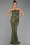 Abendkleid Lang Schuppig Khaki ABU6298