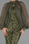 Abendkleid Lang Schuppig Khaki ABU6298