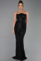 Abendkleid Lang Schuppig Schwarz ABU6298