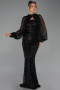 Abendkleid Lang Schuppig Schwarz ABU6298
