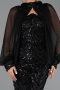 Abendkleid Lang Schuppig Schwarz ABU6298
