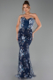 Abendkleid Lang Marineblau ABU6299