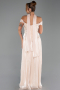 Abschlusskleid Lang Chiffon Beige ABU6300